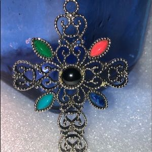 Vintage Avon Romanesque filigree cross pendant